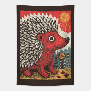 Fiery Hedgehog Spirit | Autumn Forest Creature Tapestry