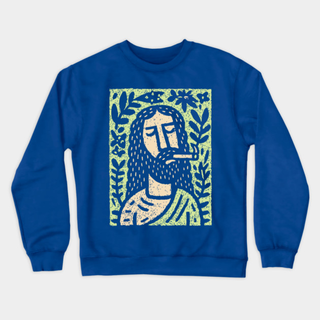 Meditative Jesus | Sacred Herbal Sacrament Crewneck Sweatshirt by TuncGK