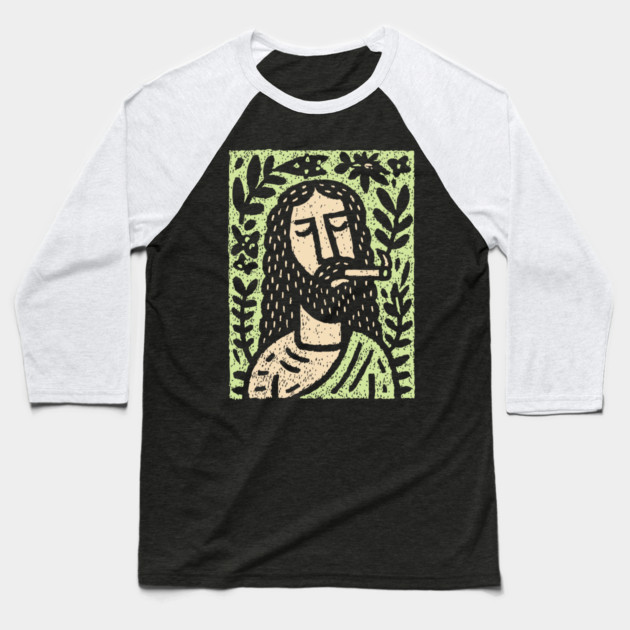 Meditative Jesus | Sacred Herbal Sacrament Baseball T-Shirt by TuncGK