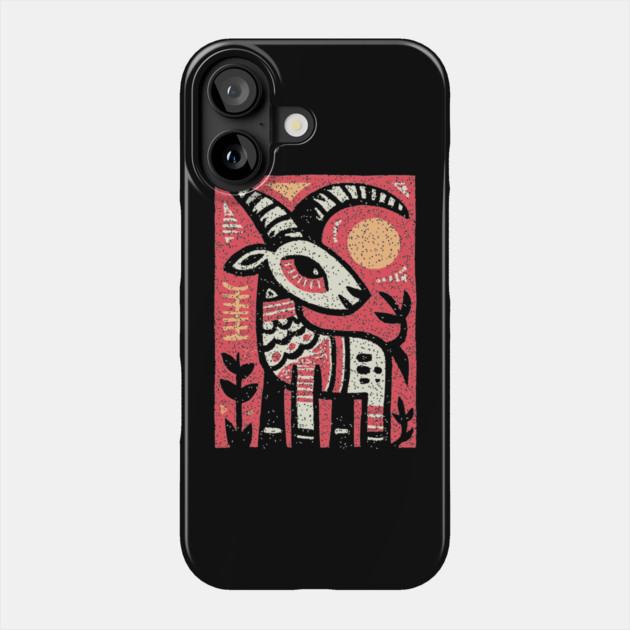 Mythical Ibex Goat | Sumerian Sun Symbol Phone Case by TuncGK