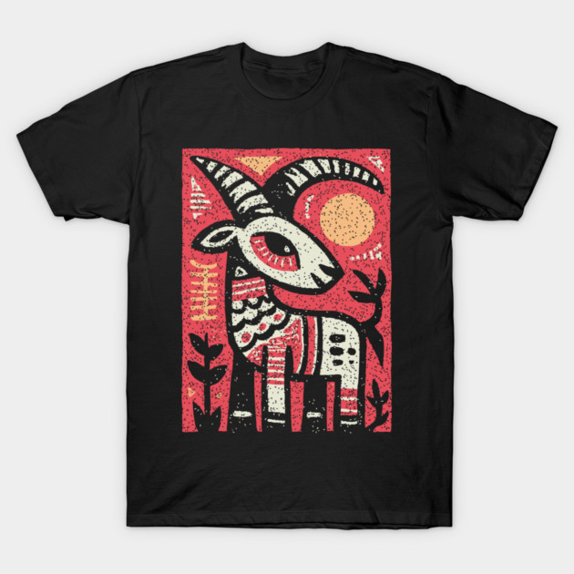 Mythical Ibex Goat | Sumerian Sun Symbol T-Shirt by TuncGK