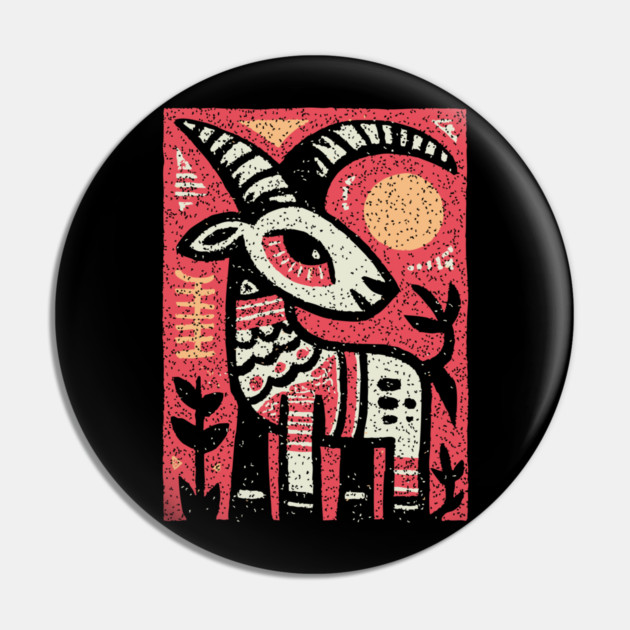Mythical Ibex Goat | Sumerian Sun Symbol Pin by TuncGK