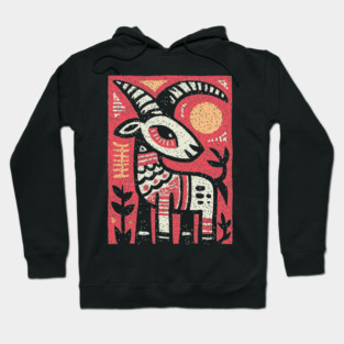 Mythical Ibex Goat | Sumerian Sun Symbol Hoodie
