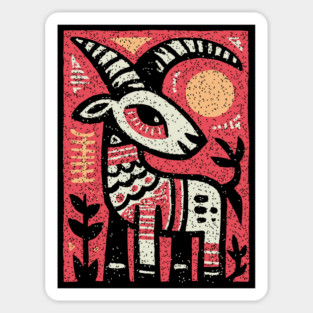 Mythical Ibex Goat | Sumerian Sun Symbol Sticker