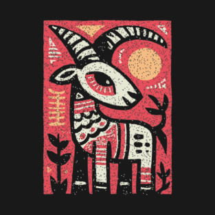 Mythical Ibex Goat | Sumerian Sun Symbol T-Shirt