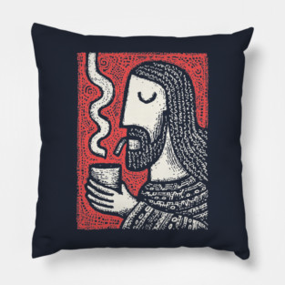 Contemplative Holy Man | Sacred Pipe Ritual Pillow