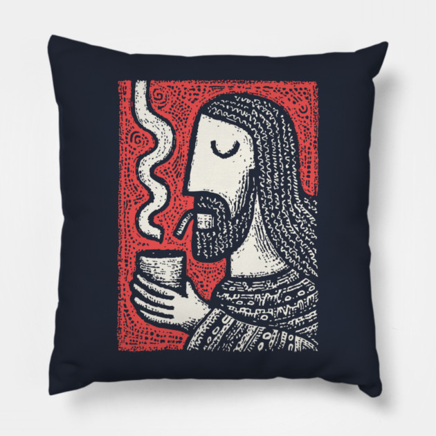 Contemplative Holy Man | Sacred Pipe Ritual Pillow by TuncGK