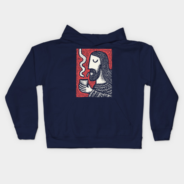 Contemplative Holy Man | Sacred Pipe Ritual Kids Hoodie by TuncGK