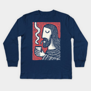 Contemplative Holy Man | Sacred Pipe Ritual Kids Long Sleeve T-Shirt