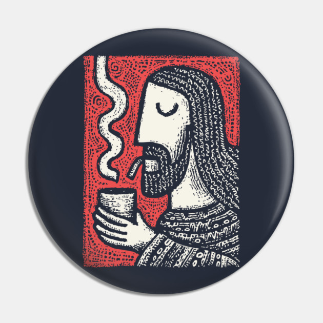 Contemplative Holy Man | Sacred Pipe Ritual Pin by TuncGK