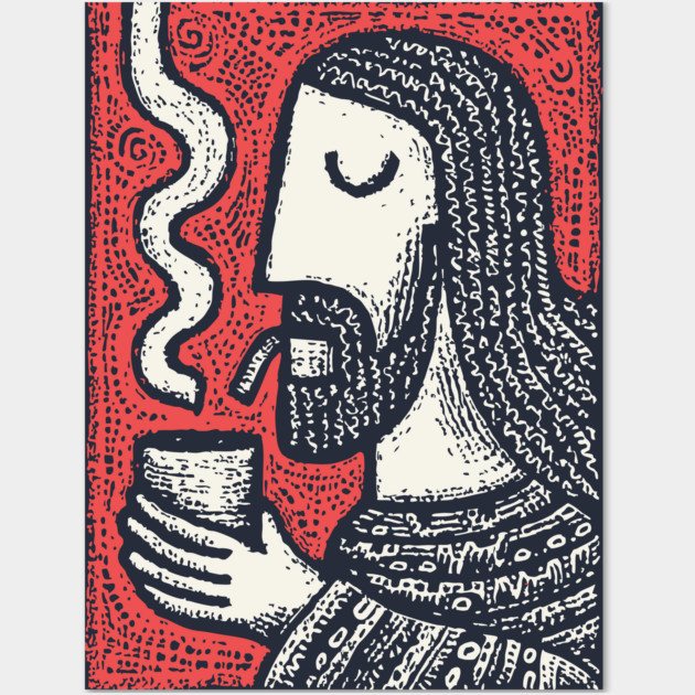 Contemplative Holy Man | Sacred Pipe Ritual Wall Art by TuncGK