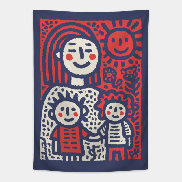 My First Day of School | Kids Crayon Drawing Tapestry by TuncGK