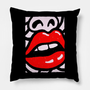 Bold Pop Art Lips | Retro Glamour Graphic Pillow