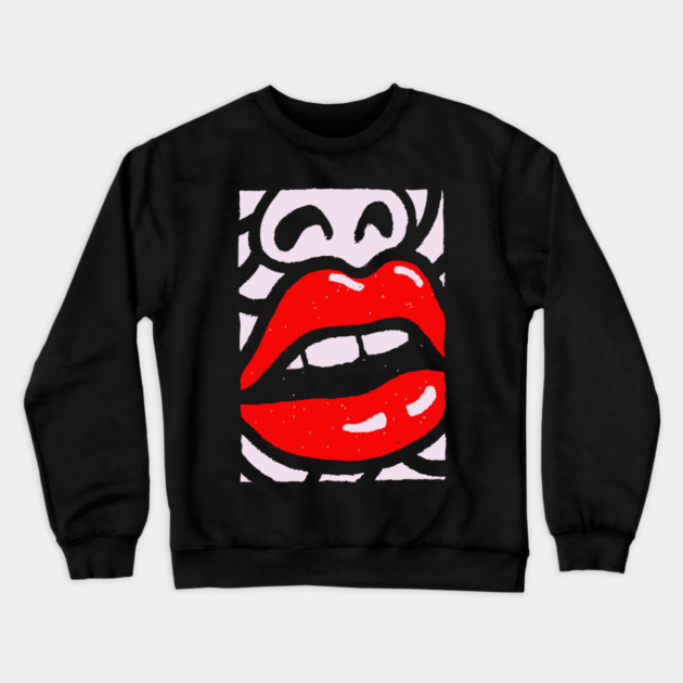 Bold Pop Art Lips | Retro Glamour Graphic Crewneck Sweatshirt by TuncGK