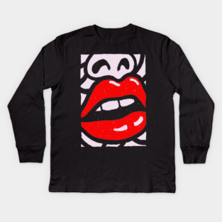 Bold Pop Art Lips | Retro Glamour Graphic Kids Long Sleeve T-Shirt