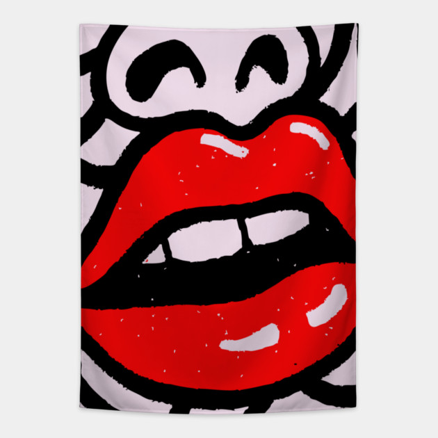 Bold Pop Art Lips | Retro Glamour Graphic Tapestry by TuncGK