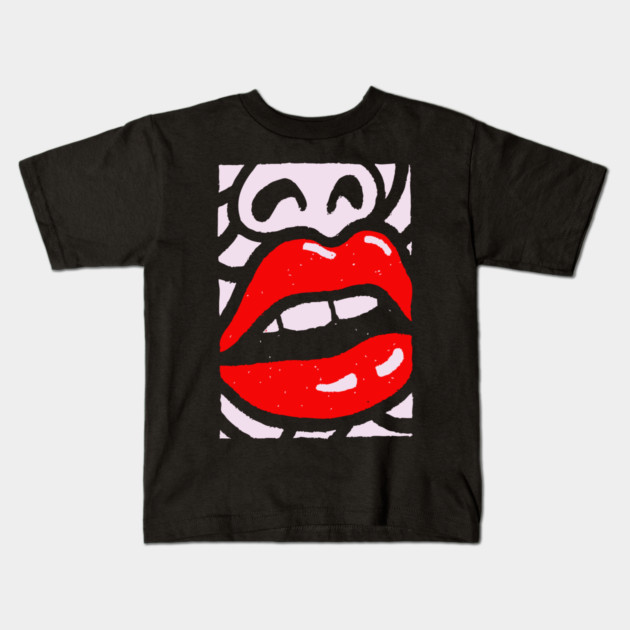 Bold Pop Art Lips | Retro Glamour Graphic Kids T-Shirt by TuncGK