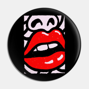 Bold Pop Art Lips | Retro Glamour Graphic Pin