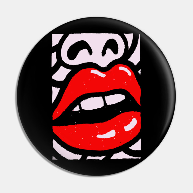 Bold Pop Art Lips | Retro Glamour Graphic Pin by TuncGK