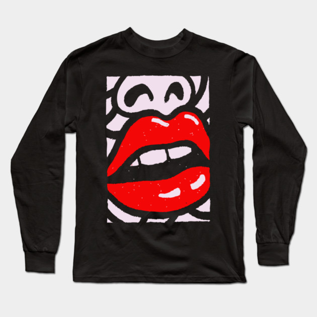 Bold Pop Art Lips | Retro Glamour Graphic Long Sleeve T-Shirt by TuncGK