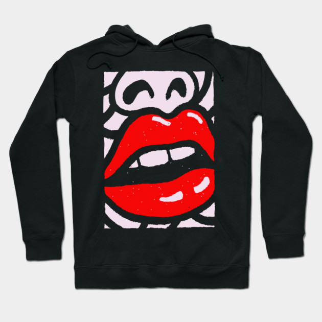Bold Pop Art Lips | Retro Glamour Graphic Hoodie by TuncGK