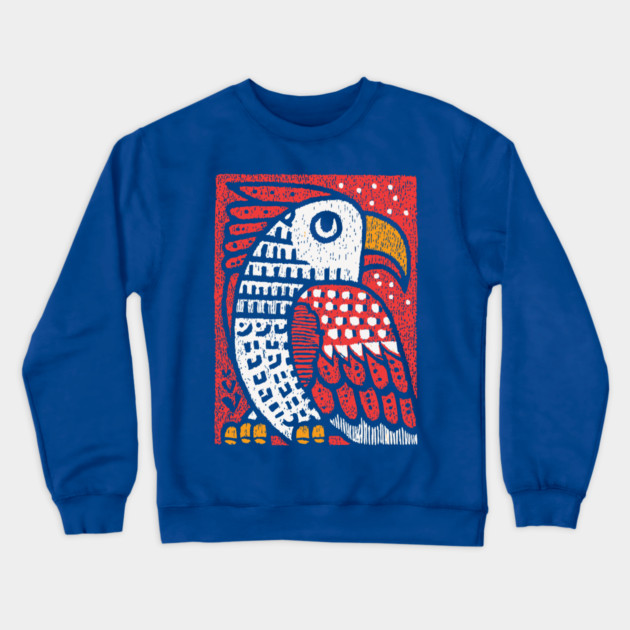 Folk Art Eagle | Whimsical Bird of Prey Crewneck Sweatshirt by TuncGK