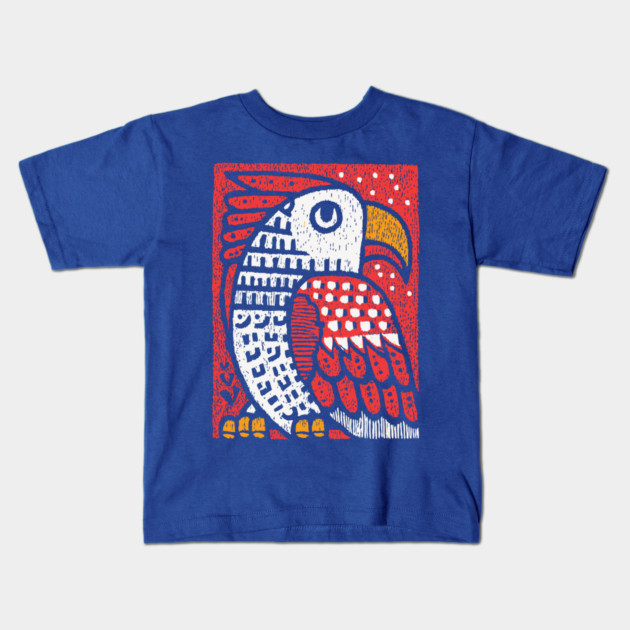 Folk Art Eagle | Whimsical Bird of Prey Kids T-Shirt by TuncGK