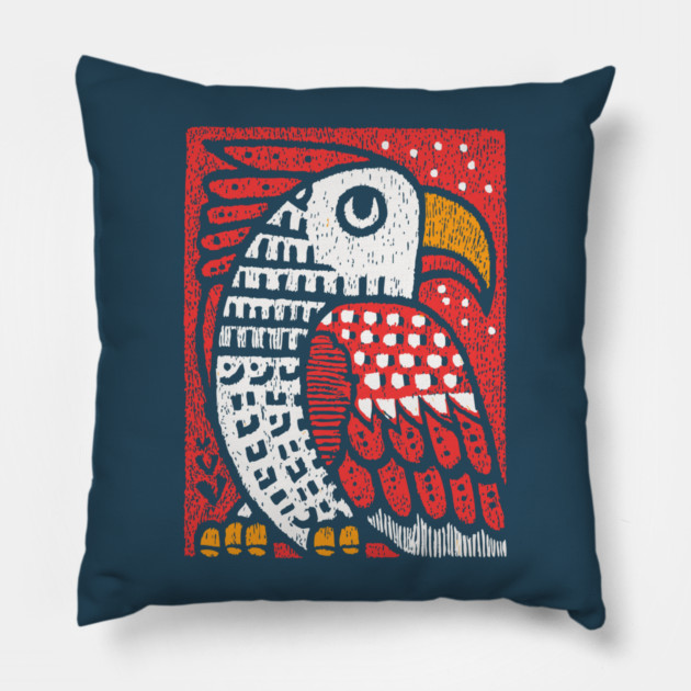 Folk Art Eagle | Whimsical Bird of Prey Pillow by TuncGK