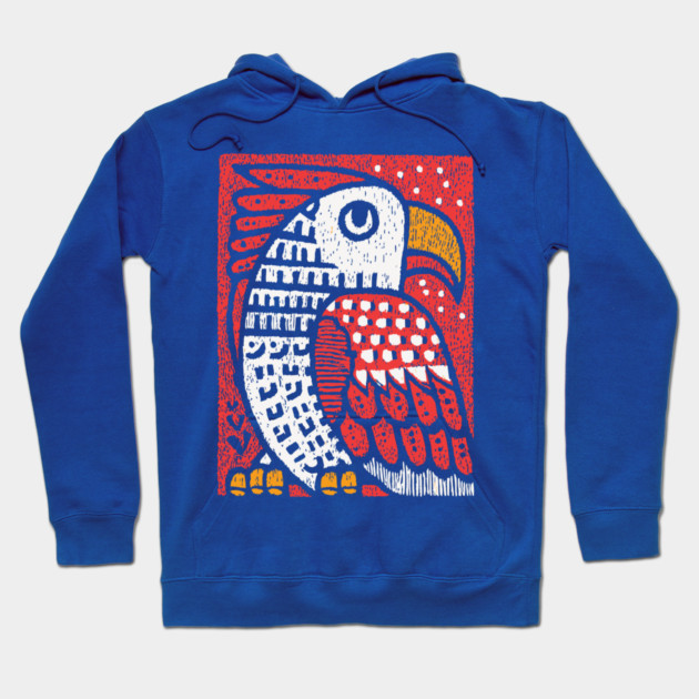 Folk Art Eagle | Whimsical Bird of Prey Hoodie by TuncGK