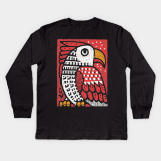 Folk Art Eagle | Whimsical Bird of Prey Kids Long Sleeve T-Shirt