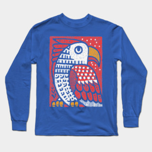 Folk Art Eagle | Whimsical Bird of Prey Long Sleeve T-Shirt