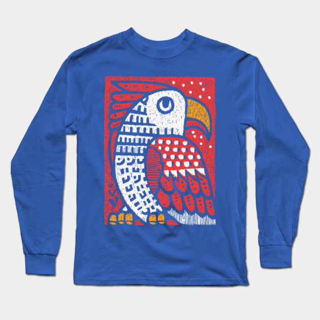 Folk Art Eagle | Whimsical Bird of Prey Long Sleeve T-Shirt by TuncGK
