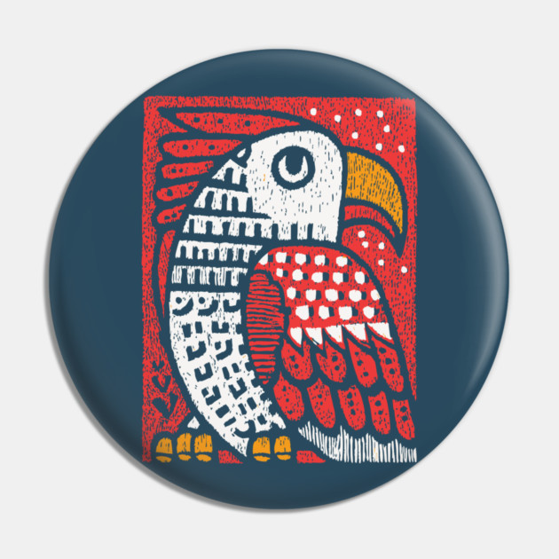 Folk Art Eagle | Whimsical Bird of Prey Pin by TuncGK