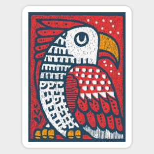 Folk Art Eagle | Whimsical Bird of Prey Sticker