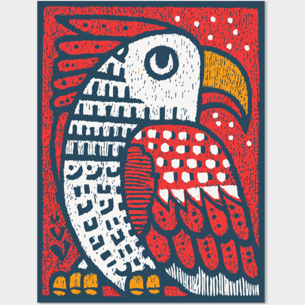 Folk Art Eagle | Whimsical Bird of Prey Wall Art by TuncGK