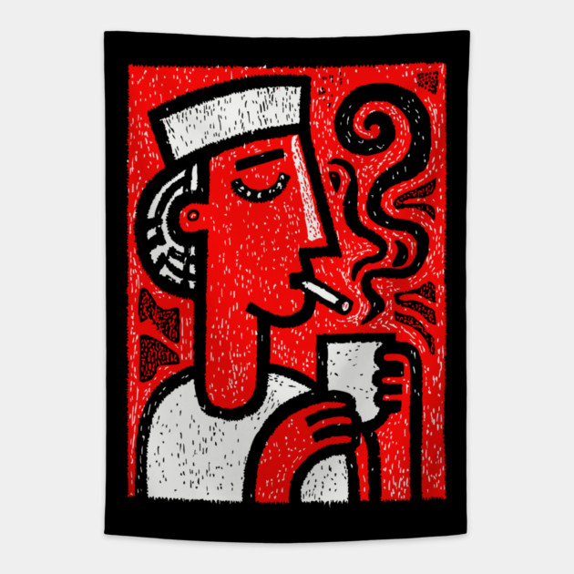 Stressed Nurse | Dark Humor Medical Graphic Tapestry by TuncGK