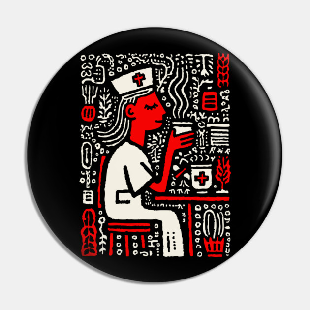 Nurse on a Break | Healthcare Professional Graphic Pin by TuncGK