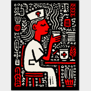 Nurse on a Break | Healthcare Professional Graphic Posters and Art