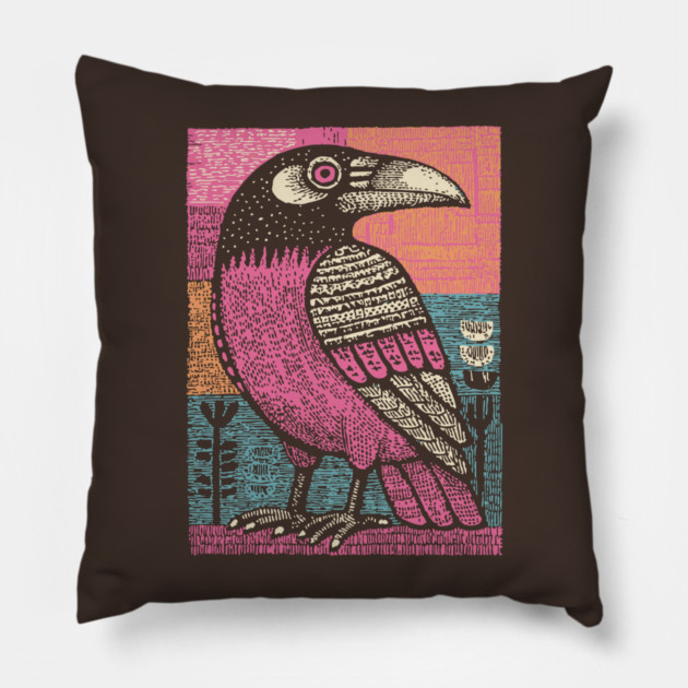 Raven Totem | Norse God Odin's Messenger Pillow by TuncGK