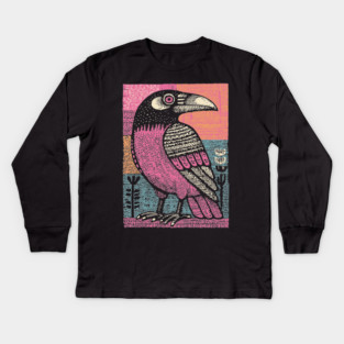 Raven Totem | Norse God Odin's Messenger Kids Long Sleeve T-Shirt