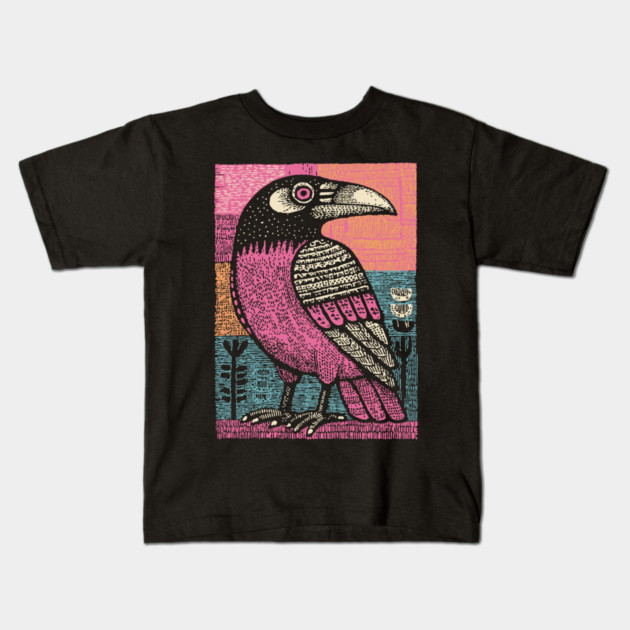 Raven Totem | Norse God Odin's Messenger Kids T-Shirt by TuncGK