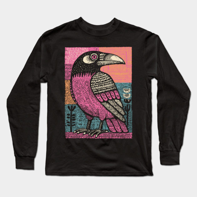 Raven Totem | Norse God Odin's Messenger Long Sleeve T-Shirt by TuncGK