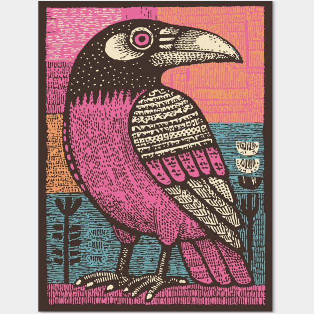 Raven Totem | Norse God Odin's Messenger Wall Art by TuncGK