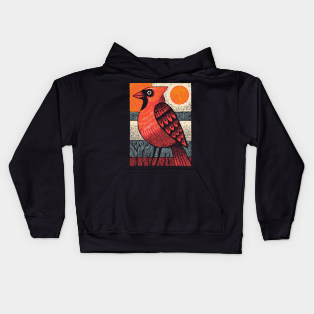 Regal Cardinal Bird | Winter Solstice Messenger Kids Hoodie by TuncGK