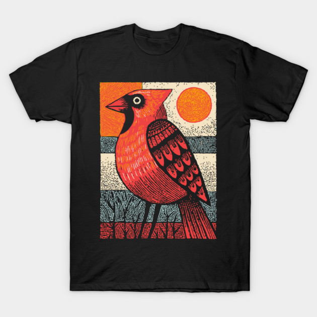 Regal Cardinal Bird | Winter Solstice Messenger T-Shirt by TuncGK