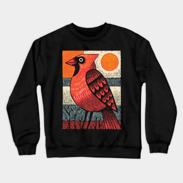 Regal Cardinal Bird | Winter Solstice Messenger Crewneck Sweatshirt by TuncGK
