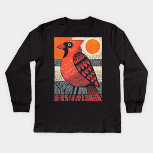Regal Cardinal Bird | Winter Solstice Messenger Kids Long Sleeve T-Shirt