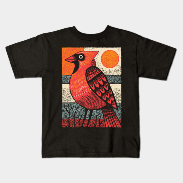 Regal Cardinal Bird | Winter Solstice Messenger Kids T-Shirt by TuncGK