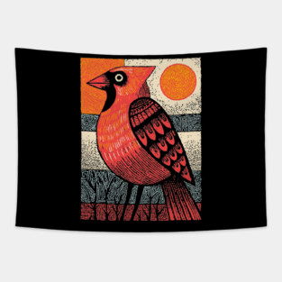 Regal Cardinal Bird | Winter Solstice Messenger Tapestry