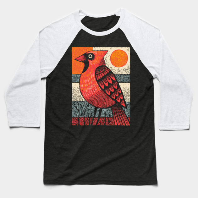 Regal Cardinal Bird | Winter Solstice Messenger Baseball T-Shirt by TuncGK